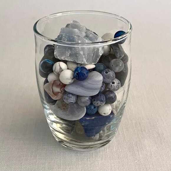 Mystical Blue Stone Collection in Glass Jar for Decor Energy Healing Meditation - Picture 10 of 11